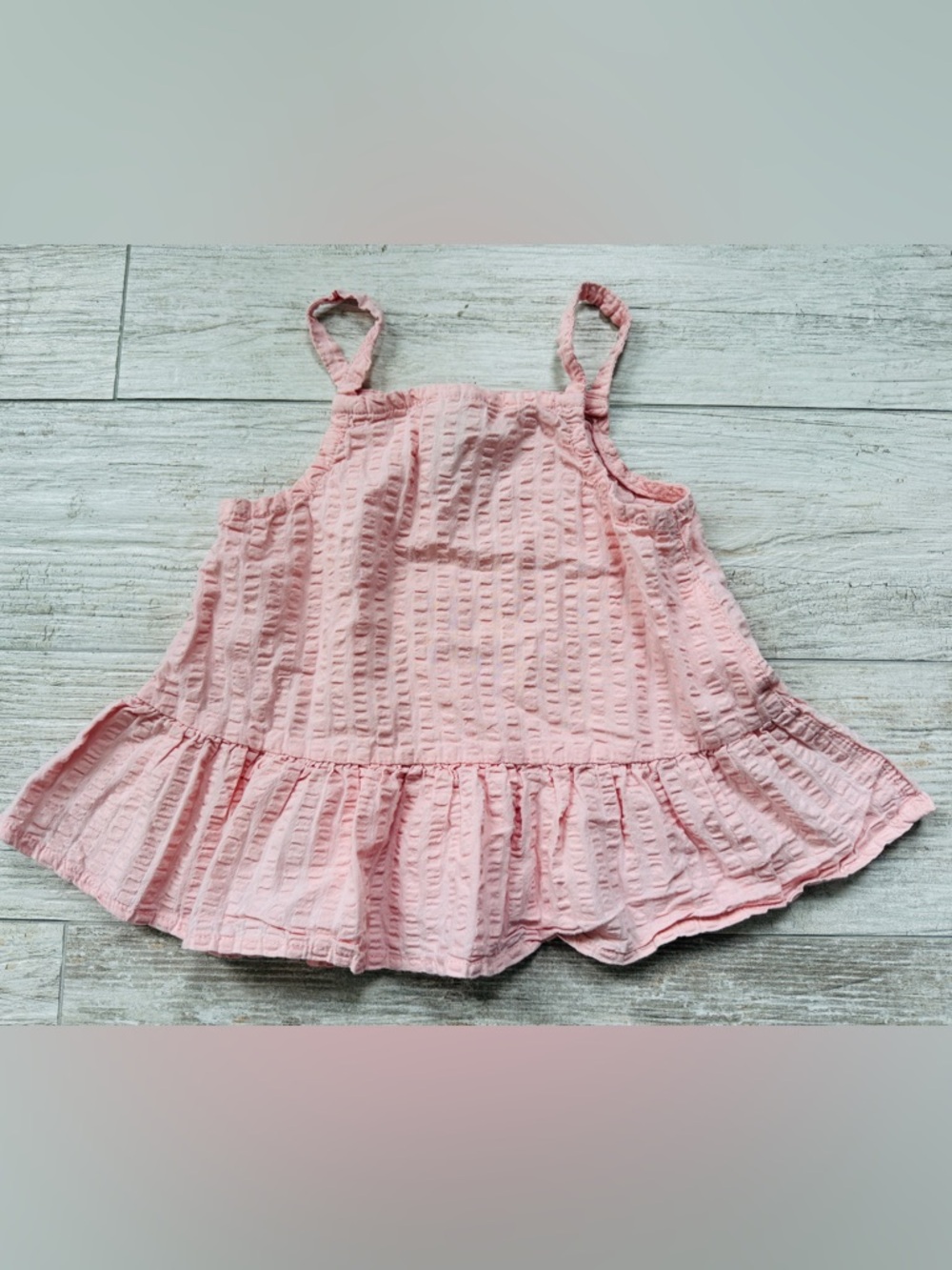Light Pink Textured Tank with Ruffle Hem - Picture 2 of 4